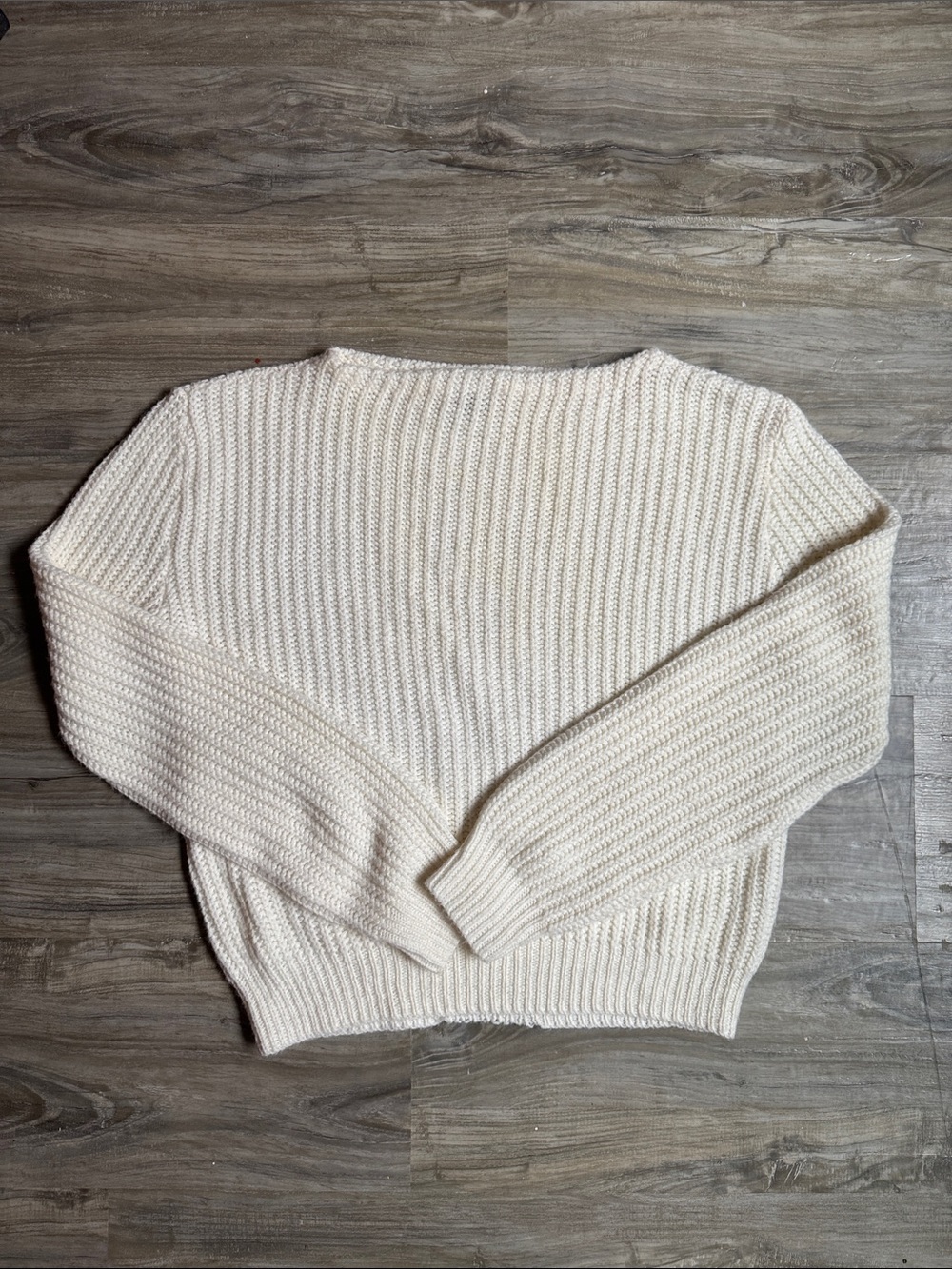 Vintage Cream Ribbed Crew Neck Sweater